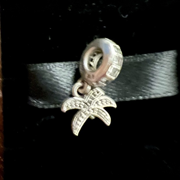 Sterling Silver 925 Pandora Palm Tree Charm Pave & CZ Accents. Preowned/Damaged. - Picture 2 of 5